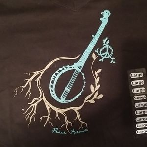 Black, v-neck short sleeve T-shirt, Peace Avenue